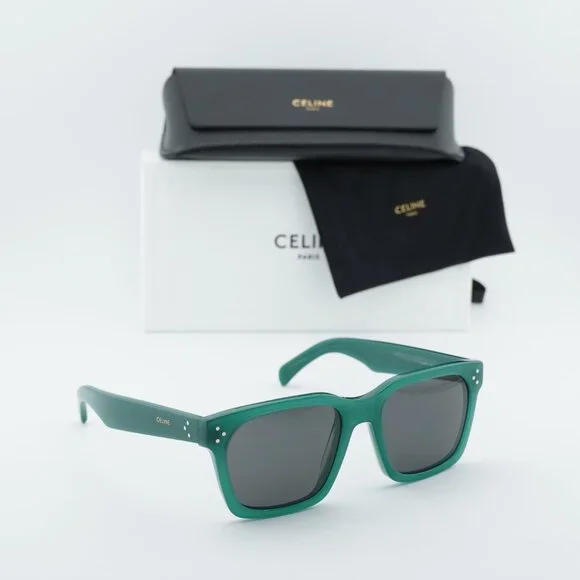 Celine CL40248I 96A Square Sunglasses - Glossy Green/Grey - Picture 5 of 10